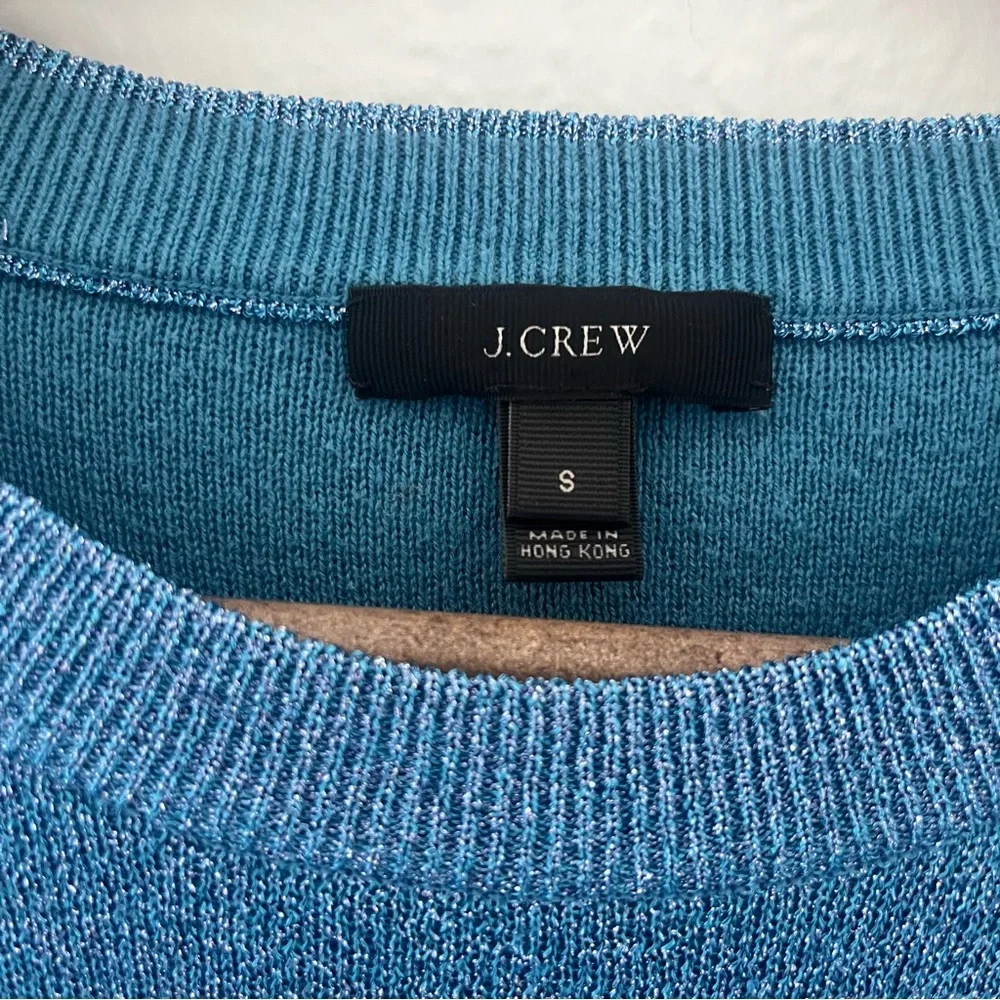 J. Crew Metallic Blue Crewneck Sweater Size Small